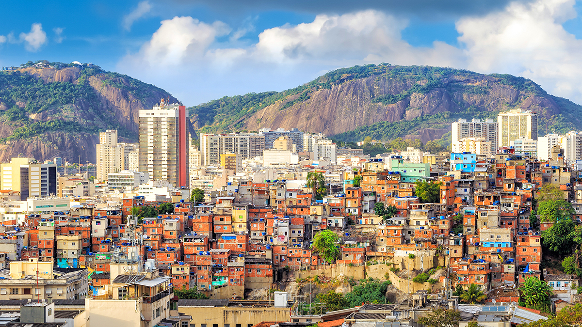 Rio de Janeiro downtown and favela