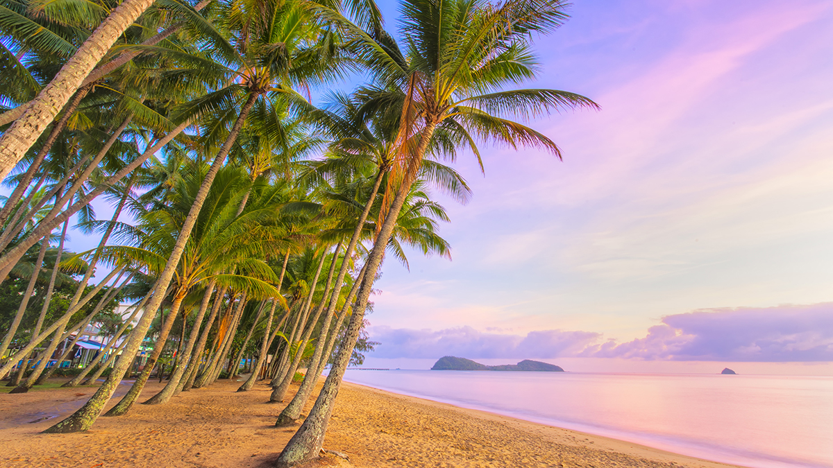 A sunrise at Palm Cove beach, a popular tourist location north o