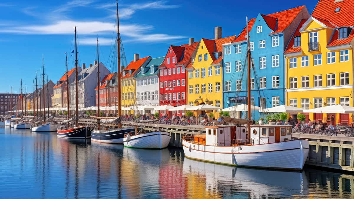 Colorful houses in Nyhavn harbor, Copenhagen, Denmark, Amazing historical city center. Nyhavn New Harbour canal and entertainment district in Copenhagen, AI Generated